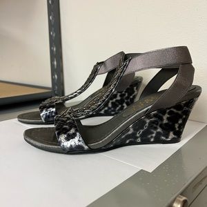 New York Transit Animal Print High Heel Shoes.  Size 7-1/2.  3” wedge.